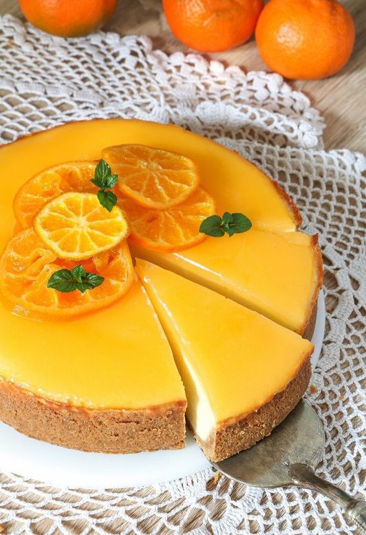 چیز کیک خوشمزه با طعم پرتقال